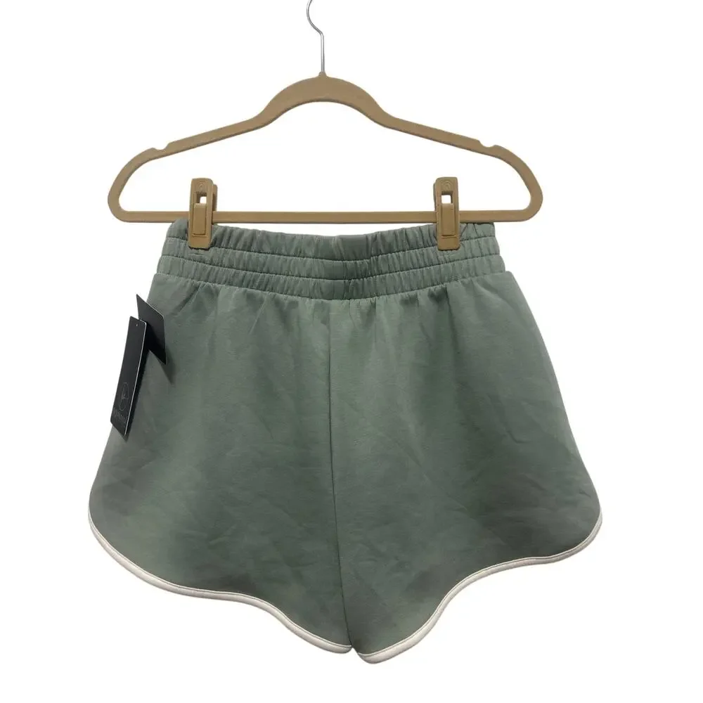 90 Degree by Reflex Green White Stripe Scuba Café to Cardio Shorts Medium NWT